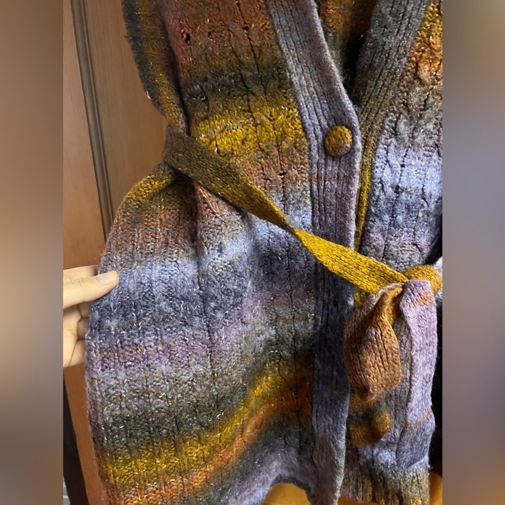 Lane Bryant 22/24 sweater vest with hood Ombre color belted wide sleeve - Picture 2 of 10